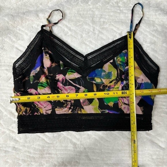 Anthropologie ASTR Floral Print‎ Women’s Crop Cami Lace Trim Back Zipper - Picture 5 of 12